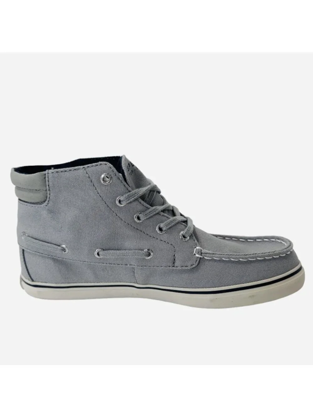 Sperry Top Sider Canvas Sneaker Women 7.5 Lace Up Hi Top Venice Sky Gray